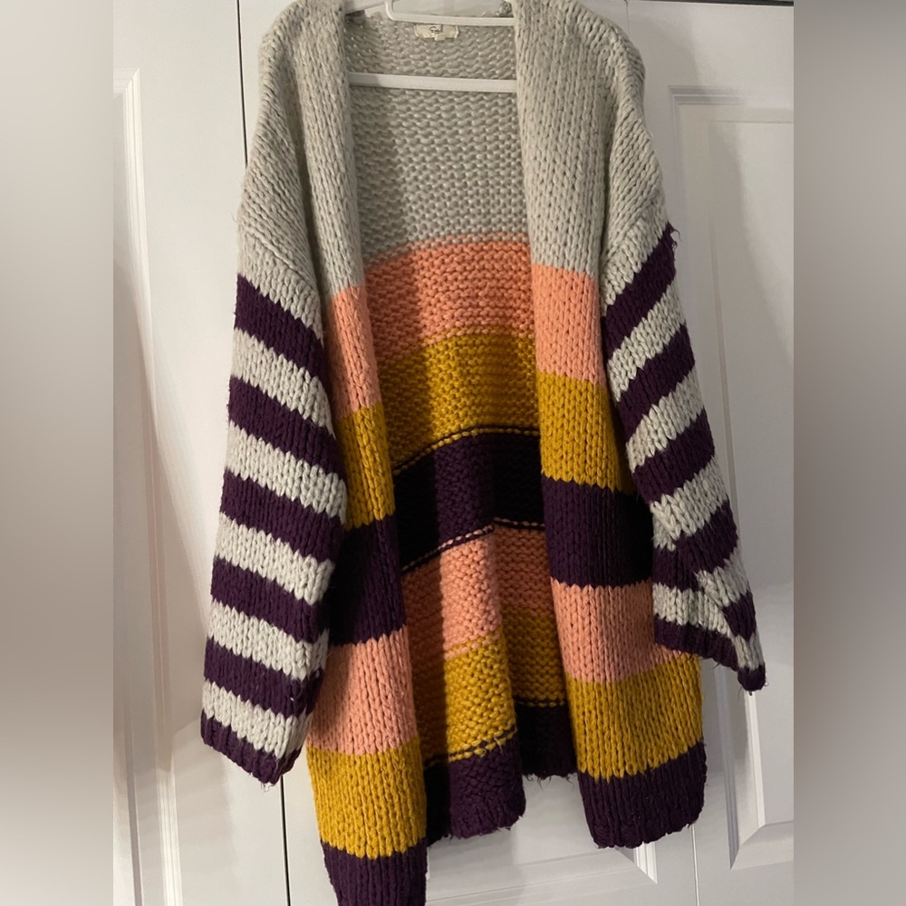 Easel striped open cardigan